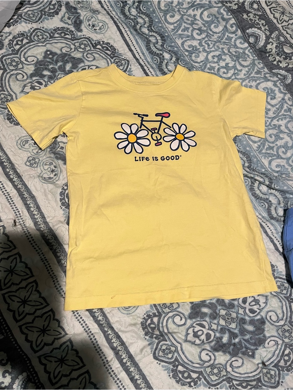 Life Is Good Yellow Daisy Bike Graphic Tee